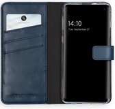 Samsung Galaxy S10 Hoesje met Pasjeshouder - Selencia Echt Lederen Booktype - Blauw