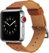 Apple Watch bandje leer Oranje gevlochten met zilverkleurige gesp 38mm - 40mm Watchbands-shop.nl