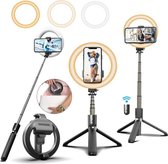 STHER© Ringlamp met Statief - Selfie Stick met Afstandsbediening - 90 cm - Statief Telefoon - Ringlamp Statief- Selfie Ring Light - Selfie Stick Tripod - Oplaadbaar - Tik Tok - Rin
