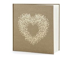 Receptie Bruiloft gastenboek met gouden hart - 22 bladzijden - 20 x 20 cm