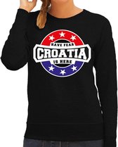 Have fear Croatia is here sweater met sterren embleem in de kleuren van de Kroatische vlag - zwart - dames - Kroatie supporter / Kroatisch elftal fan trui / EK / WK / kleding XS