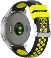 Siliconen Smartwatch bandje - Geschikt voor  Garmin Vivomove 3s sport band - 39mm - zwart/geel - Horlogeband / Polsband / Armband