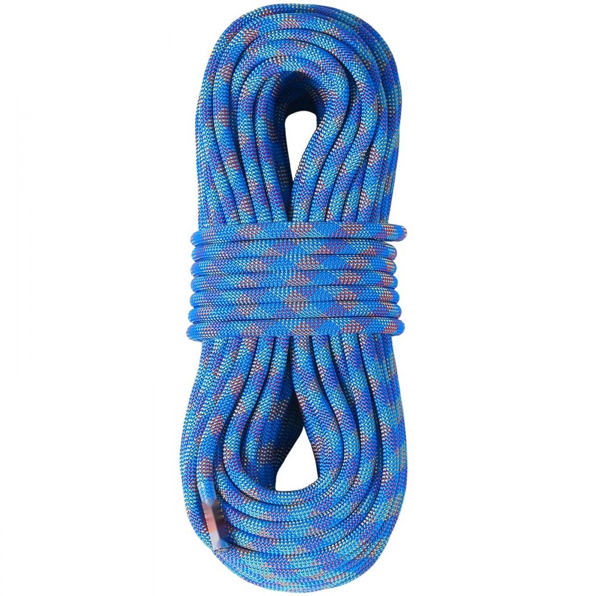 Dynamisch klimtouw - Abseiltouw - 10,2 mm - 50 m - 25 kN breeksterkte - Met stalen karabijnhaak - Abseilen & redding - Blauw