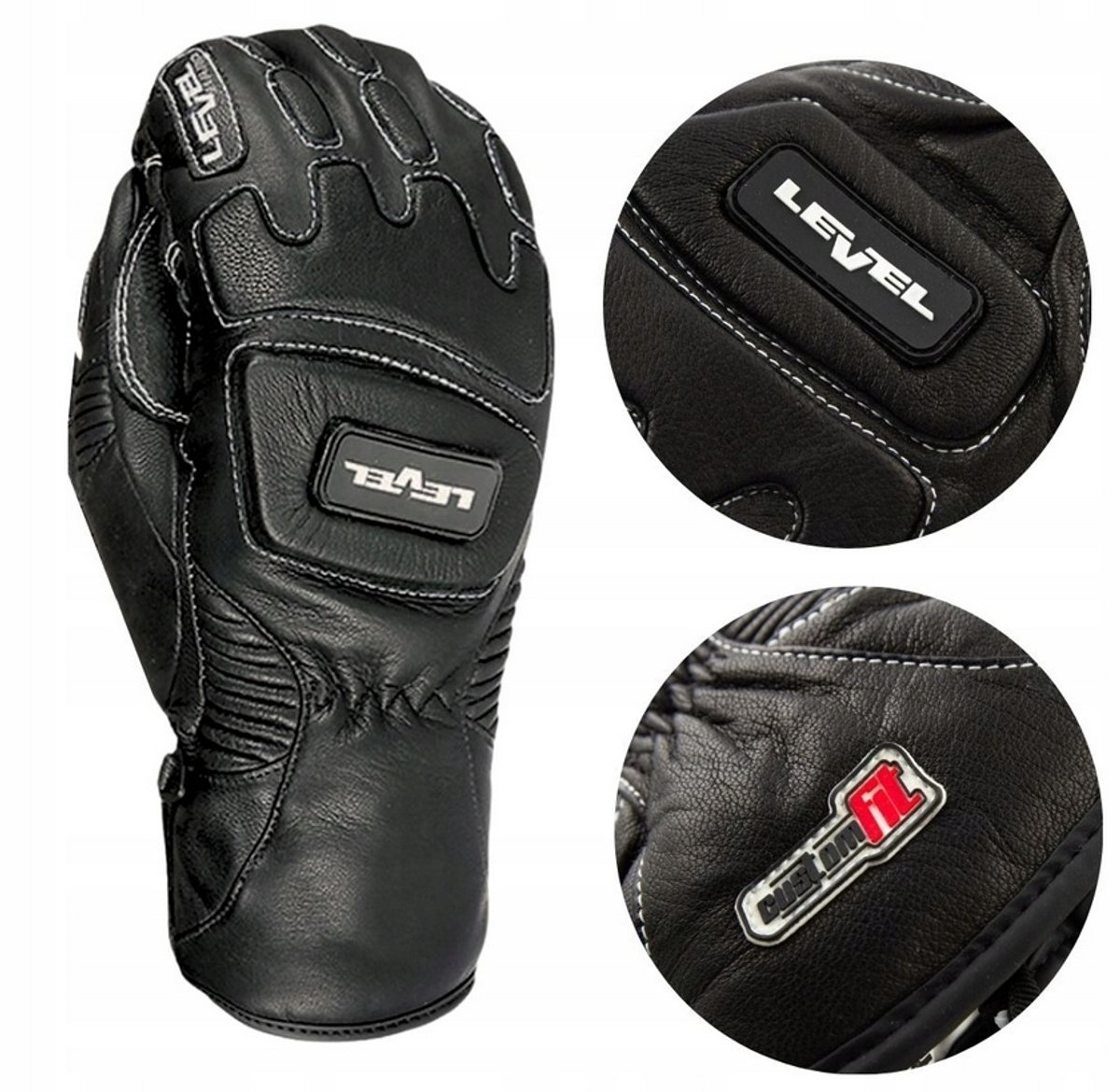 Level Pro Ski Handschoenen - Leer, Waterdicht, Warm - Zwart S