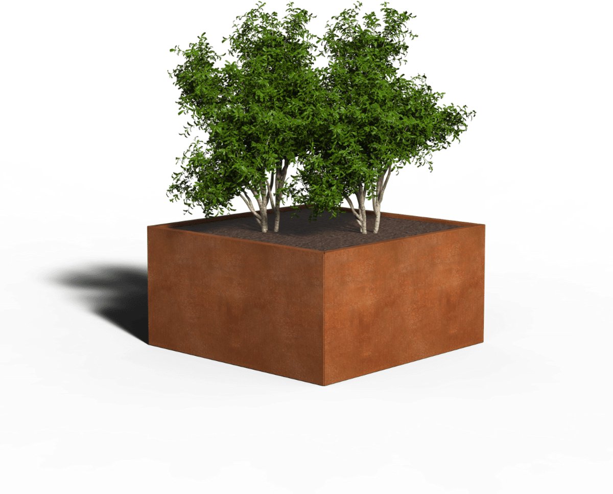 Cortenstaal Plantenbak Vierkant | 120 x 120 x 40 | Zonder bodem