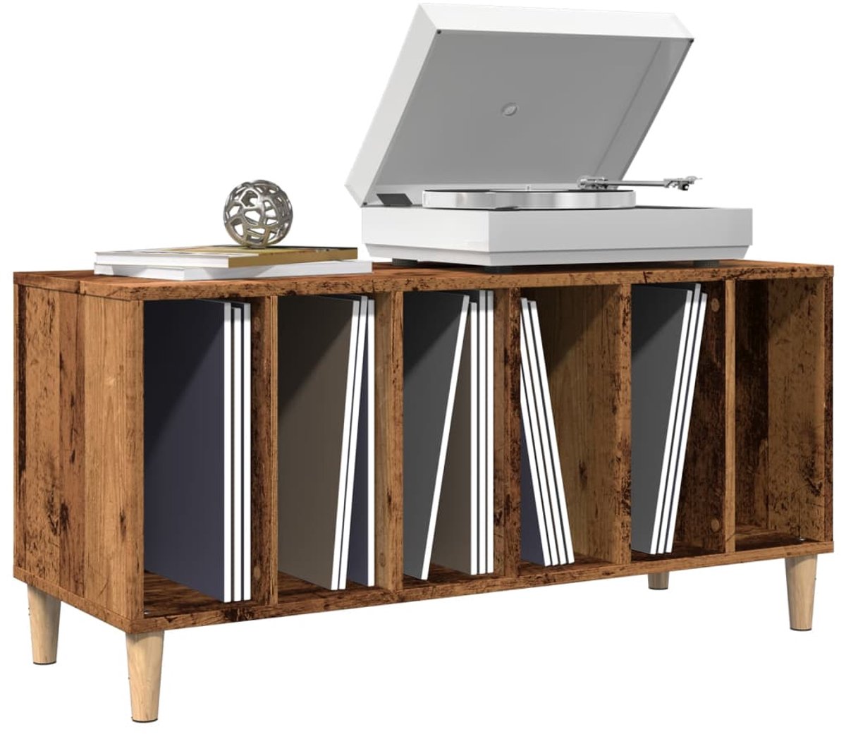 Platenspeler Meubel - LP-kast - Platenspelerkast - Draaitafelstandaard - Platenspelerstandaard - Vintage Displayplank - Oud Hout