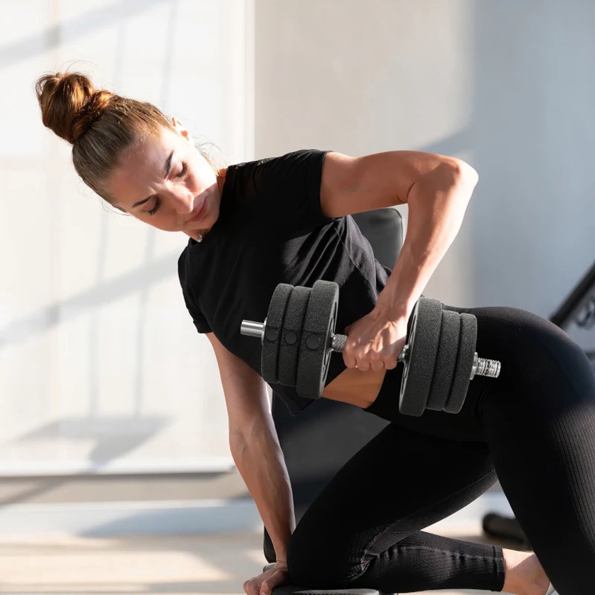 Dumbbells 25 kg - Halter - met 12 Gewichtsschijven - Gewichten Set - Halterset - Krachttraining - Fitness - Gym - Geschikt voor Thuis en Sportschool - Zwart – foto 4