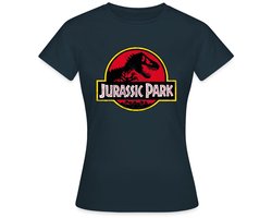 Jurassic Park Klassiek Logo In Rood Met T-Rex T-Shirt Dames
