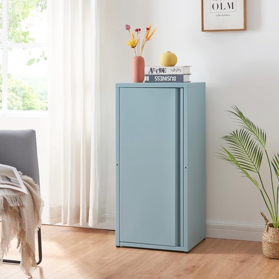 En.casa] Metalen Kast Burlöv Opbergkast Met Deur En 2 Verstelbare Legplanken 88x40x35 Cm Blauw 2723251532