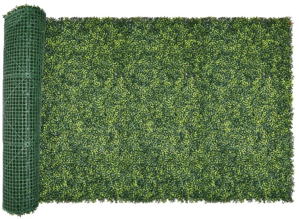 Kunsthaag - Kunstplantenwand Buxus/Klimop - 300 x 100 x 4,5 cm - Privacy Scherm - Tuinafscheiding - Voor Binnen & Buiten - Groen