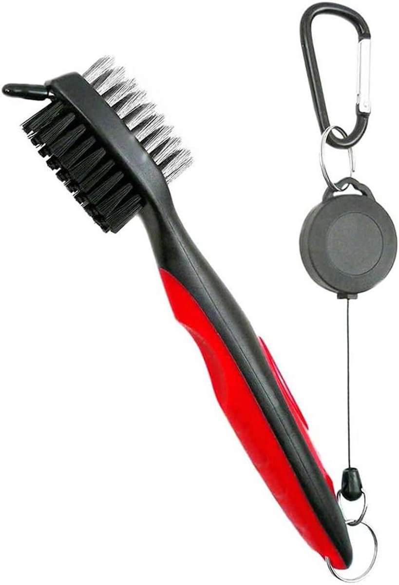 EGoods - Golfborstel met groefreiniger, nylon en staal, Golf Club Borstel, Draagbare Golf Clean Tool met aluminium karabijnhaak, golftas accessoire.