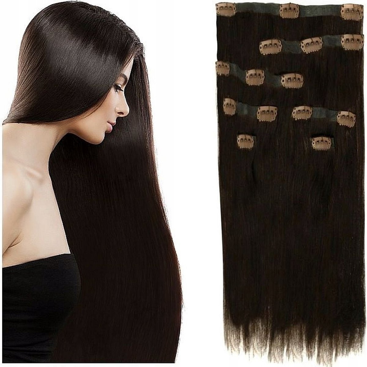 Naharen Clip-In 40cm 115g 8 Strengen Naadloos Donkerbruin