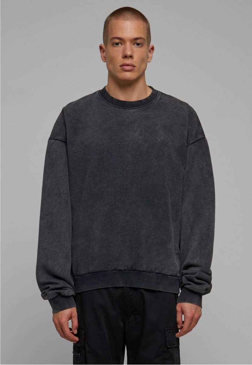 Urban Classics Acid Washed Crewneck sweater/trui M Zwart