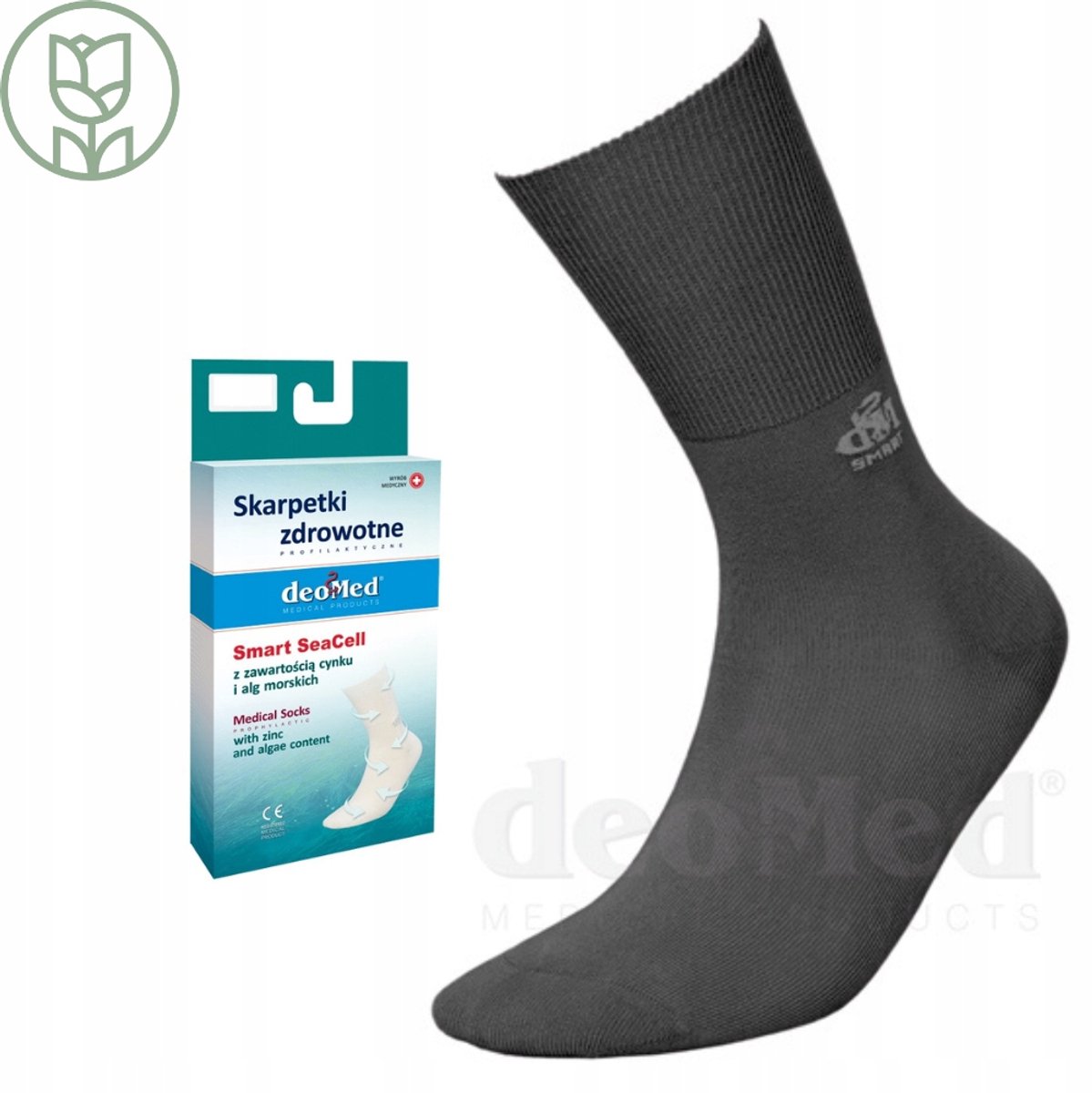 DeoMed Seacell Sok met Zink Waterdicht & Antibacterieel 35 Grijs