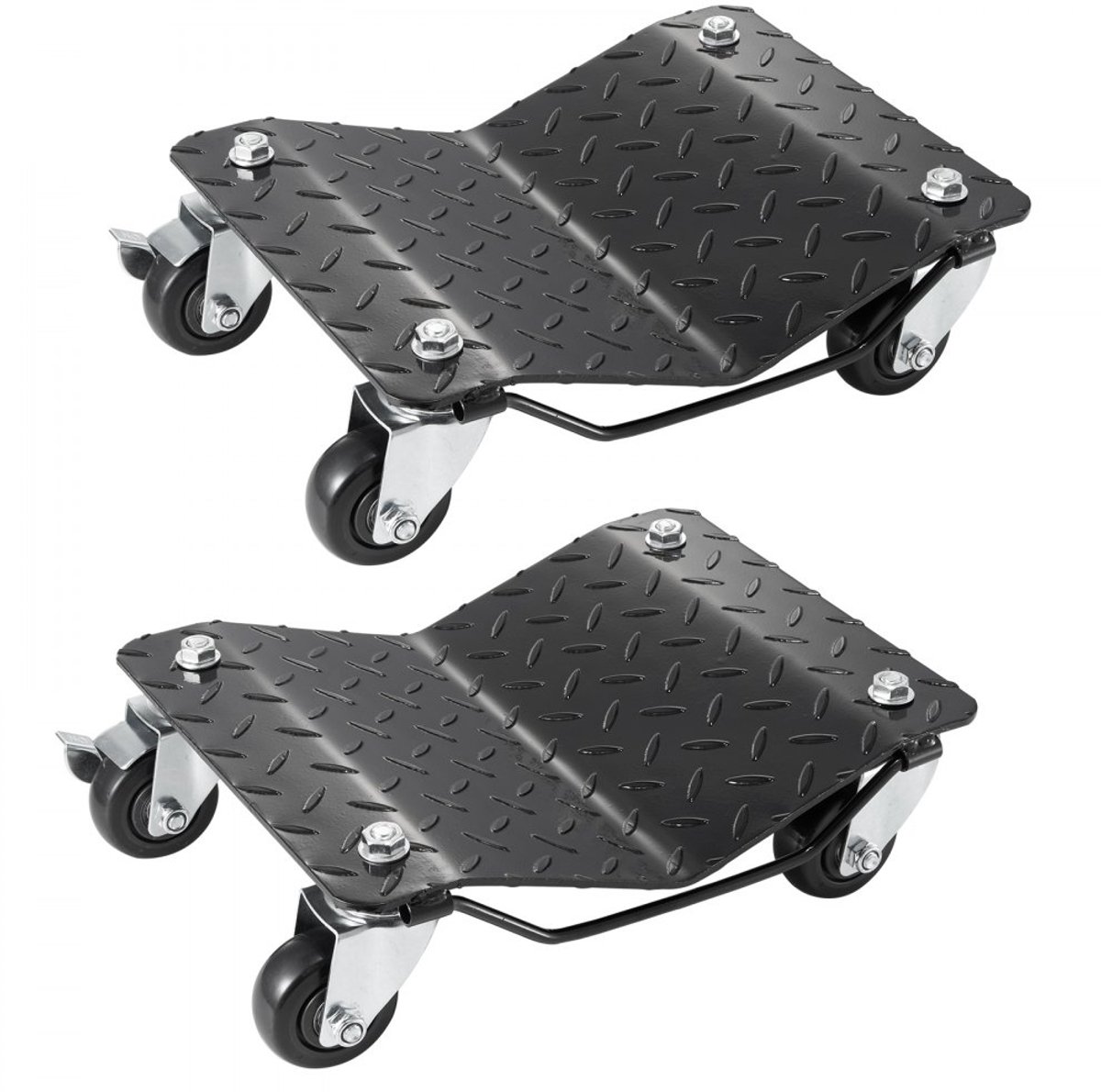 Autowieldolly / Bandenkar - Set van 2 - Laadvermogen 1400 kg - Vier zwenkwielen - Stalen constructie - Voor auto, motor, pick-up en EV