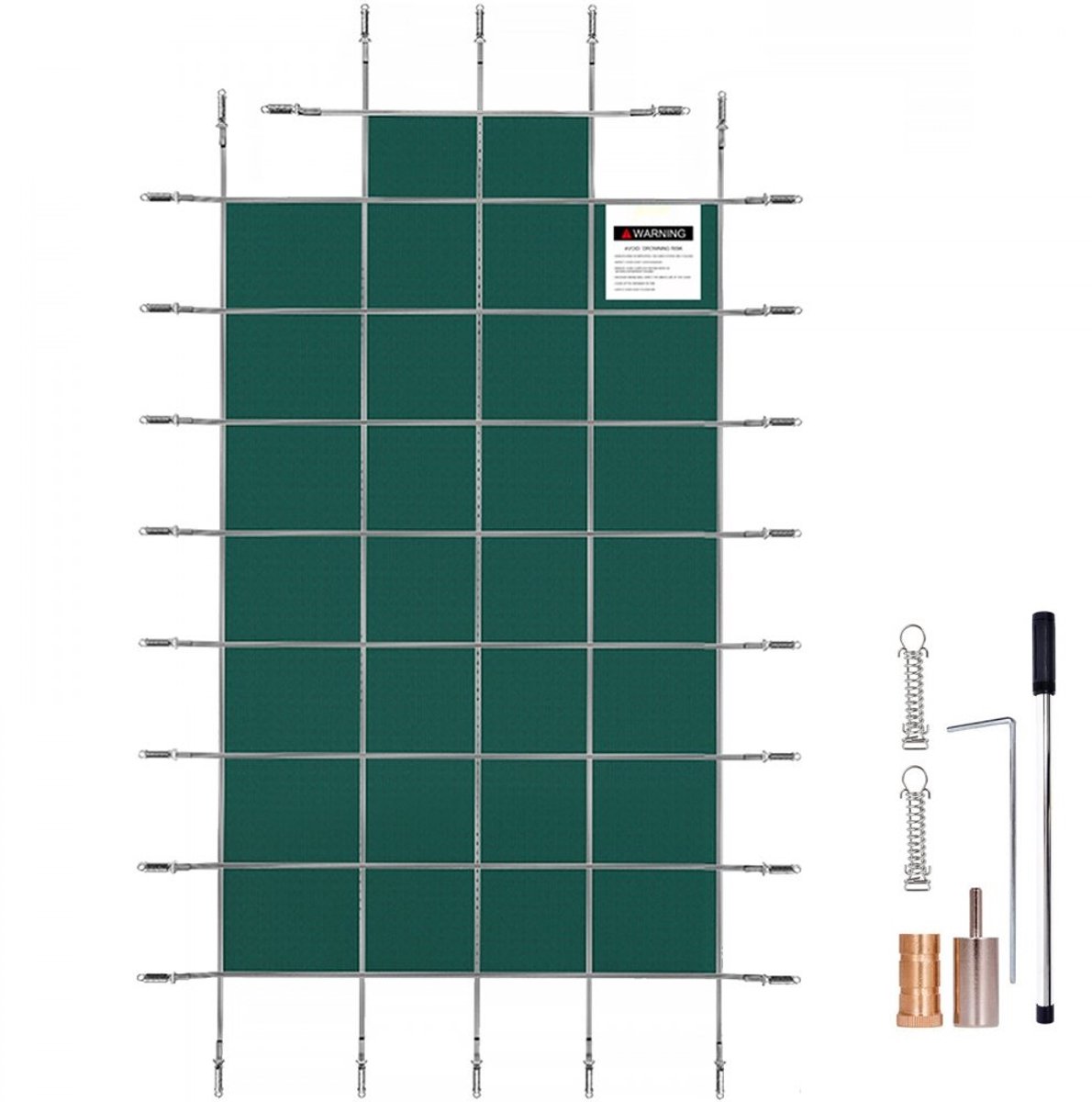Zwembadafdekking - Veiligheidsnet winterafdekking - Voor zwembad 6,1 x 11,6 m - Netstof - Rechthoekig - Trapuitsparing midden 1,2 x 2,4 m