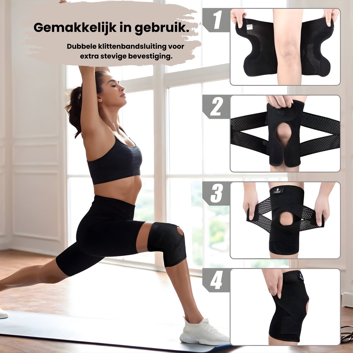 Kniebrace Verstelbaar - Kniebandage met Patella, Artrose en Meniscus Ondersteuning voor Heren en Vrouwen - Extra Steun en Stabiliteit bij Beweging - Ademend Neopreen - Comfortabele Compressie - Geschikt voor Sport en Dagelijks Gebruik — afbeelding 6
