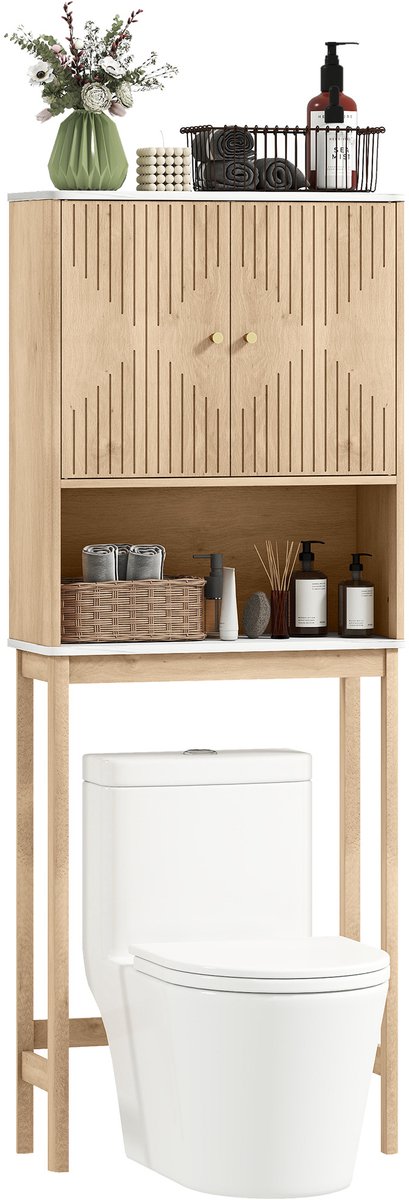 HOMCOM-WC-kast-MDF-66x25x168cm-Eiken