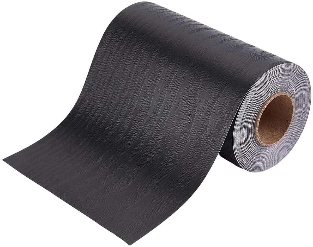 EGoods - Zelfklevende houtnerf tape 33Ft x 4 in PVC zwart - reparatie patch voor meubels, vloer, deur - waterdicht behang sticker - keuken, badkamer - vloeren reparatie tape