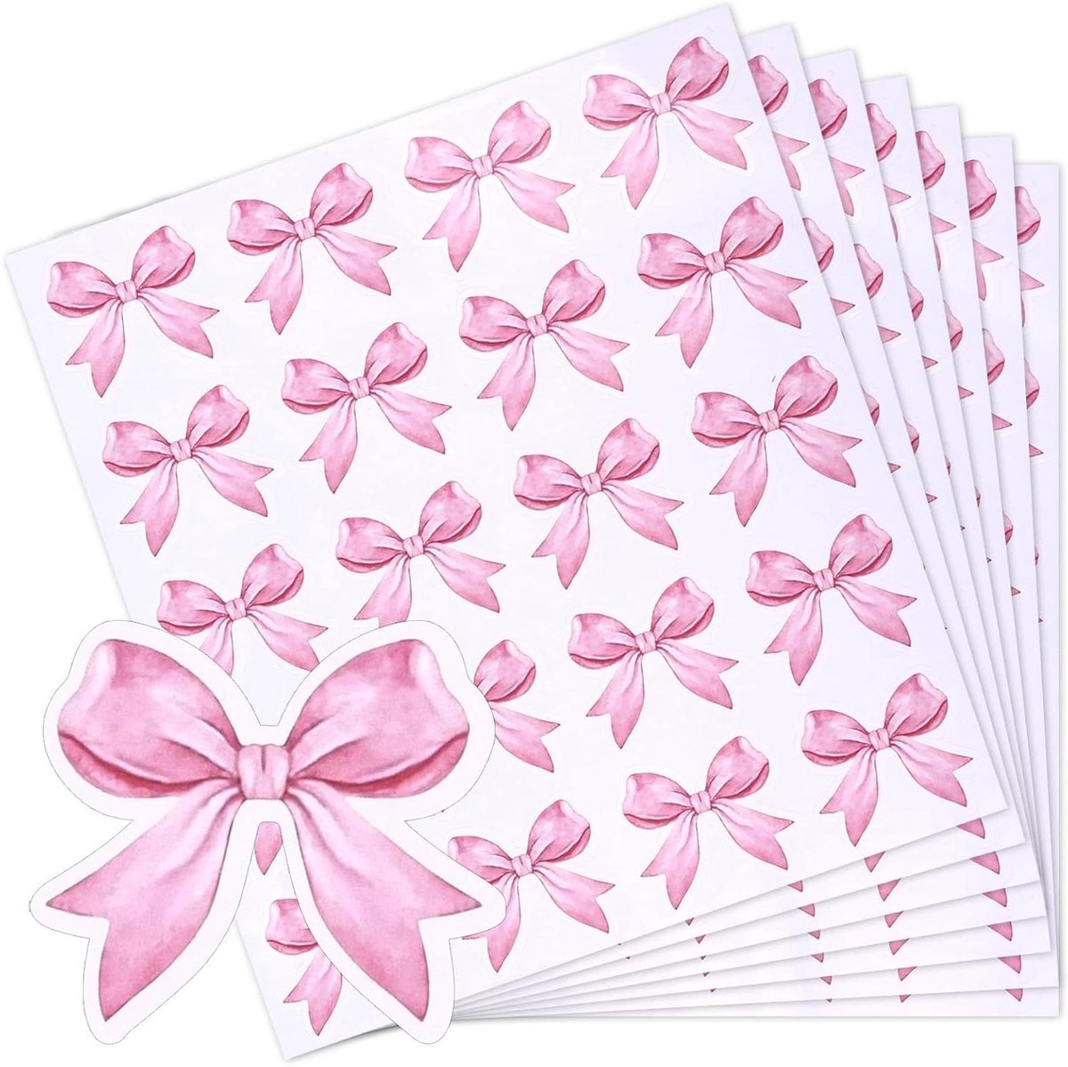 EGoods - Coquette Strikken Stickers, Roze PVC Aquarel Decor Waterfles Laptop Telefoon Dagboek Cadeaus Kinderen Meisjes Vrouwen Kantoorbenodigdheden 480 Stuks.