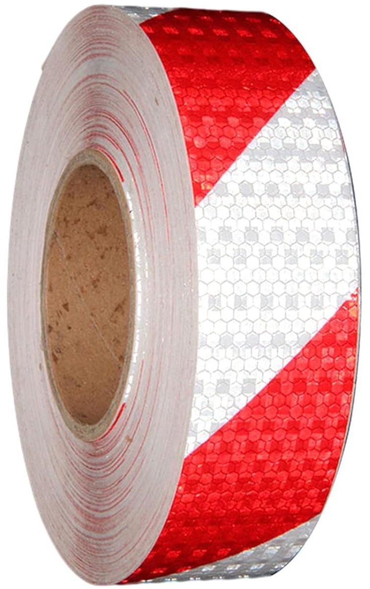 EGoods - Reflecterende tape 5cm×10M rood wit - zelfklevend, waterdicht - hoge zichtbaarheid.