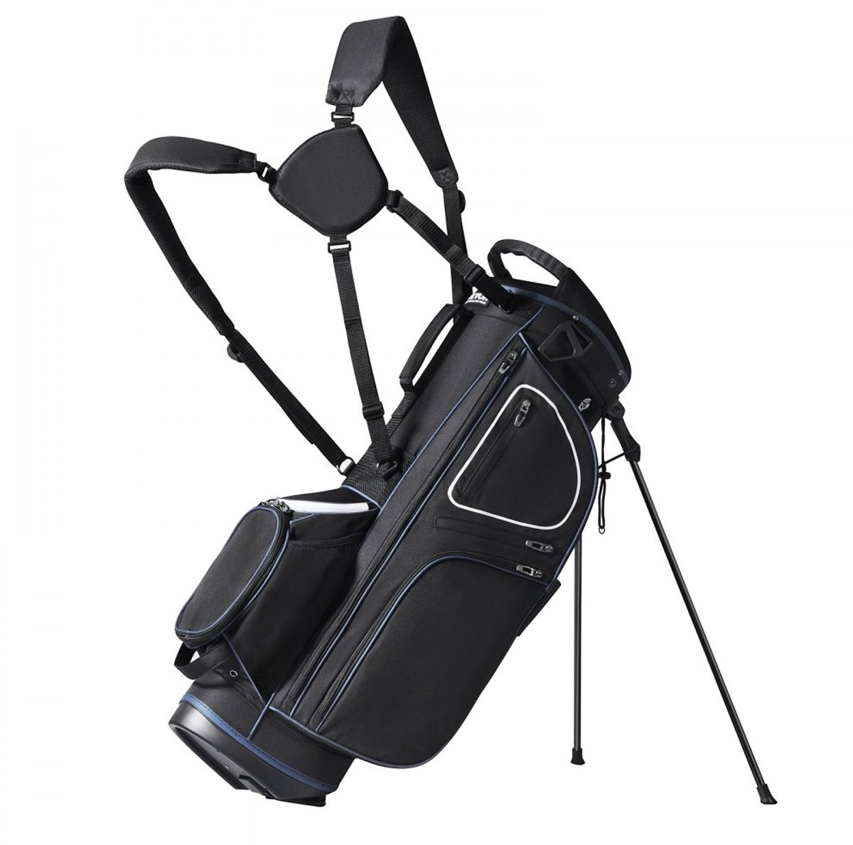 Golf Cartbag - Golftas - 14-Vaks Topverdeler - 11 Zakken - Met Standaard - Stofkap - Afneembare Dubbele Draagriem - Hoogte 89 cm - Zwart/Wit