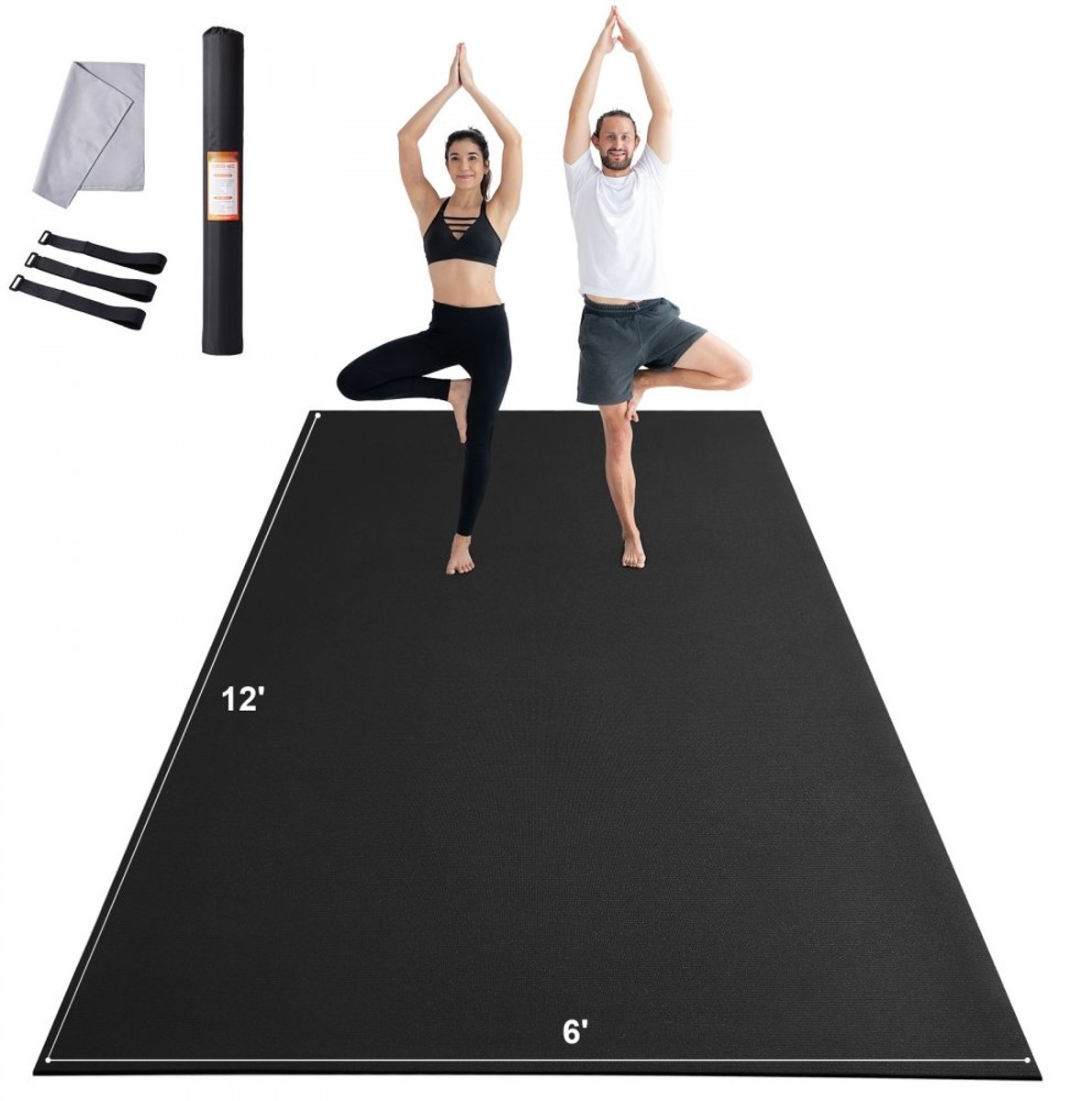 Yogamat - Fitnessmat & Oefenmat - Antislip - Hoge Dichtheid - Inclusief Tas En Draagriem - Extra Groot 360 x 180 cm - Voor Yoga, Pilates En Vloeroefeningen