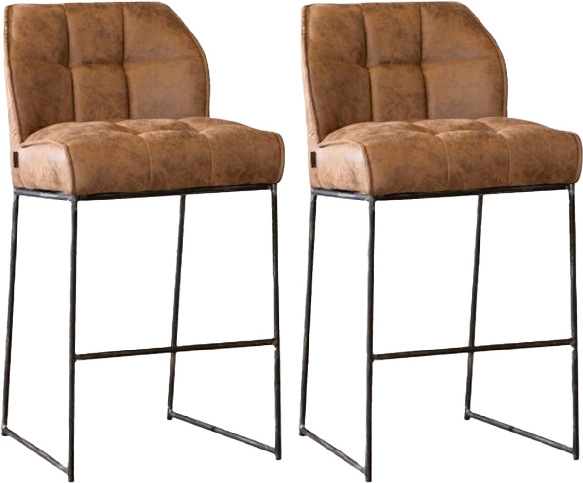 Bronx71 Industriële barkruk Abel cognac 82 cm - Barkrukken set van 2 - barstoel