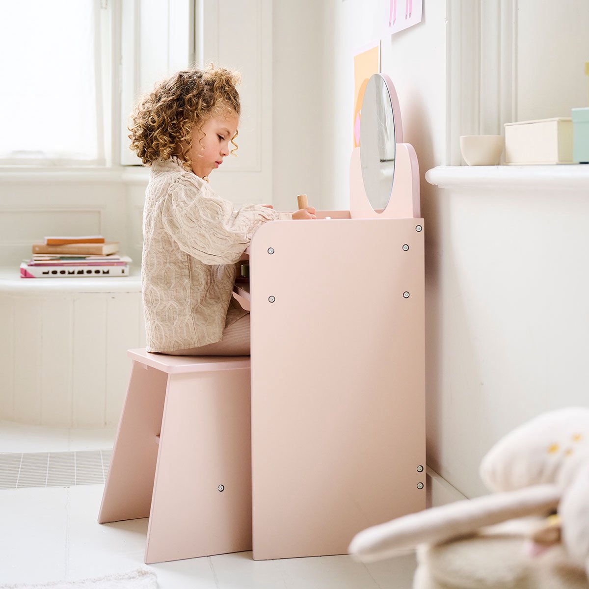 Petite Amélie Kaptafel Belle – Make up tafel met stoel & spiegel – Met ruim opbergvak – Ook te gebruiken als bureau — afbeelding 5