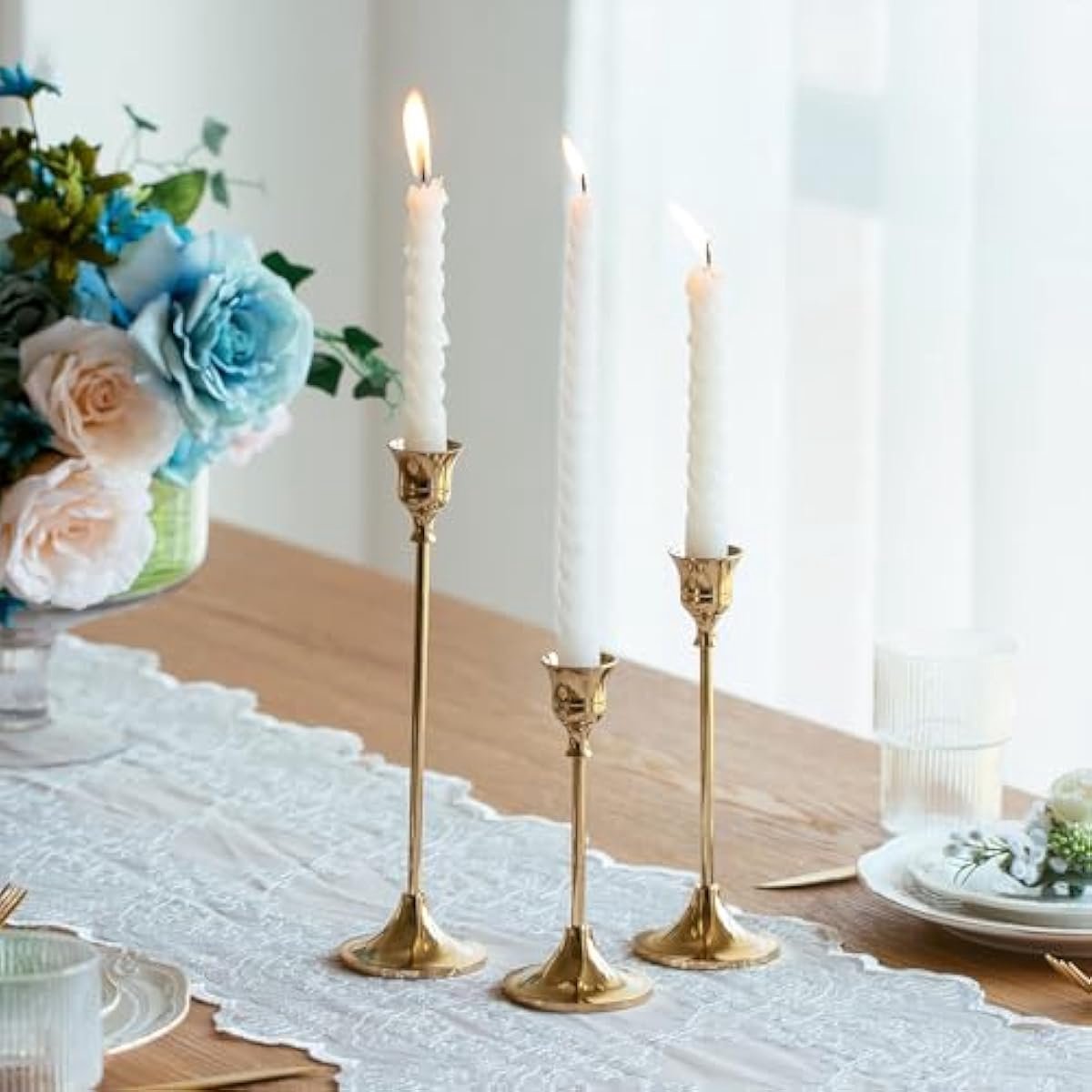 Kerzenständer Gold, 6 stuks kaarsenhouder, kaarsenstandaard, voor dinerkaarsen, voor bruiloft, woonkamer, eetkamer, decoratie, Halloween, Kerstmis (Goud) – foto 4