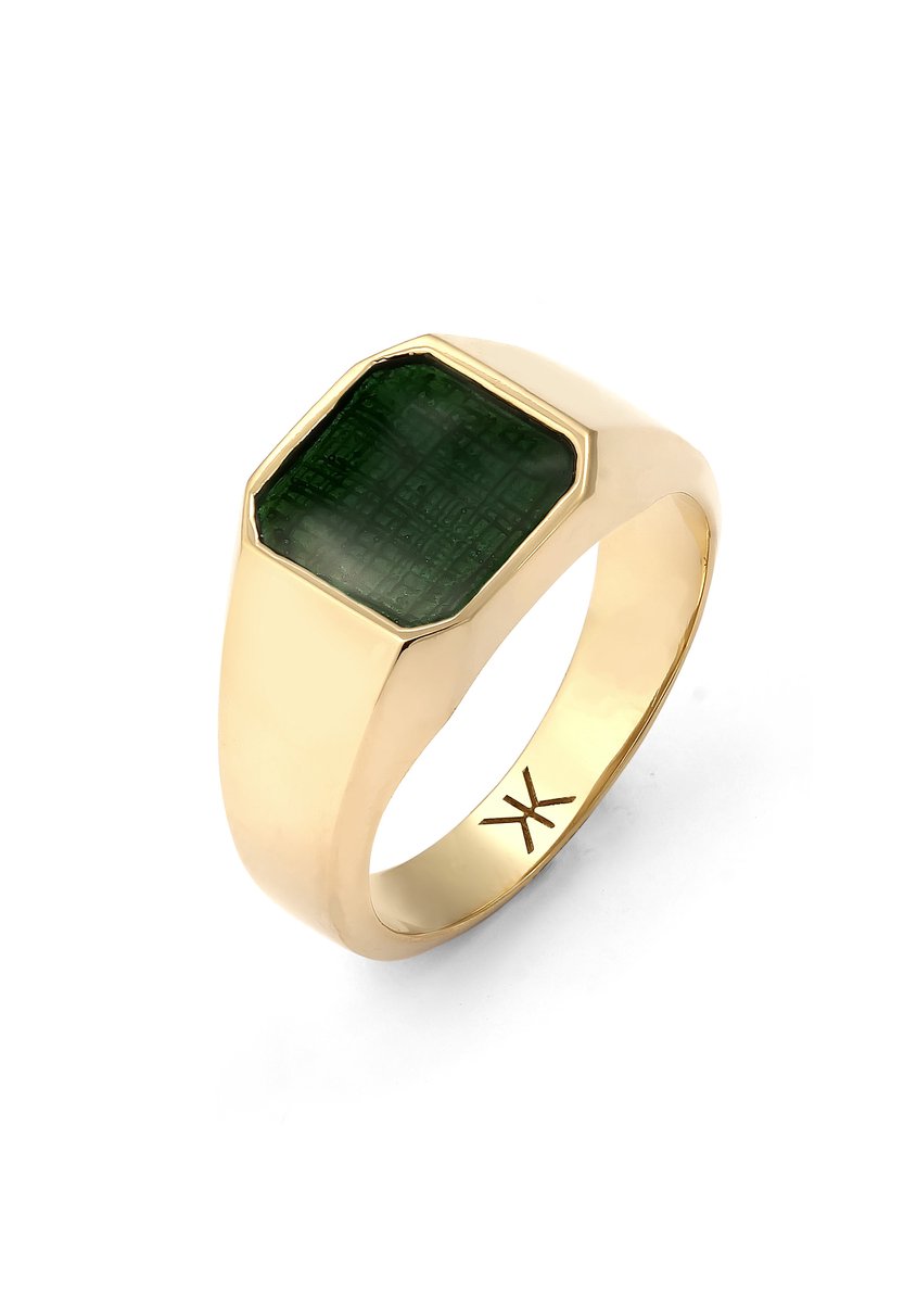 KUZZOI - Ring - Zegelring Heren Vierkant Email 925 Sterling Zilver -