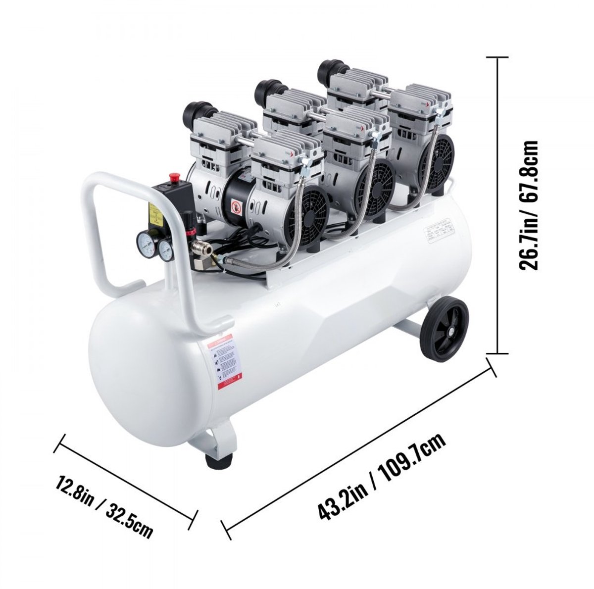 Olievrije Luchtcompressor - Fluisterstil - 100 L Tank - 2 Drukmeters - Voor Schilderen & Huisreparaties - Vloerverwarming Reinigen - Perslucht Toepassingen – foto 4