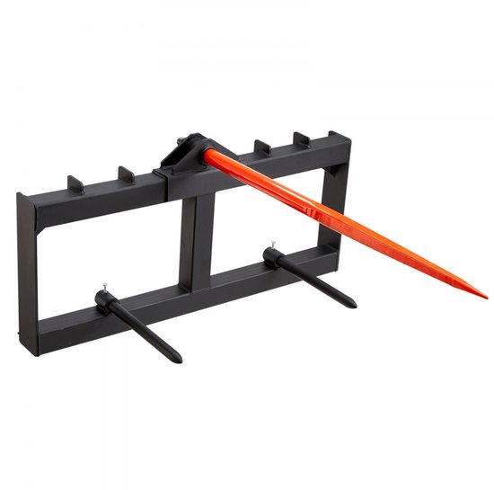 Zwarte balenprikker met oranje speer. Twee stabilisatiesperen aan de onderkant.