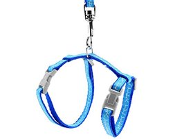 smalllee_lucky_store Cat Harness Collar Giraffe Small Dog Kitten Halter Harnesses Pet Walking Vest Lead Adjustable, S, Blue