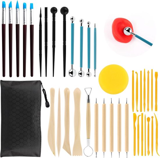 Inovra Plus - Klei Beeldhouwen Gereedschap Set met Opbergtas - Professioneel Klei Sculpting Tools Kit voor Polymeer Klei en Keramische Kunstnijverheid