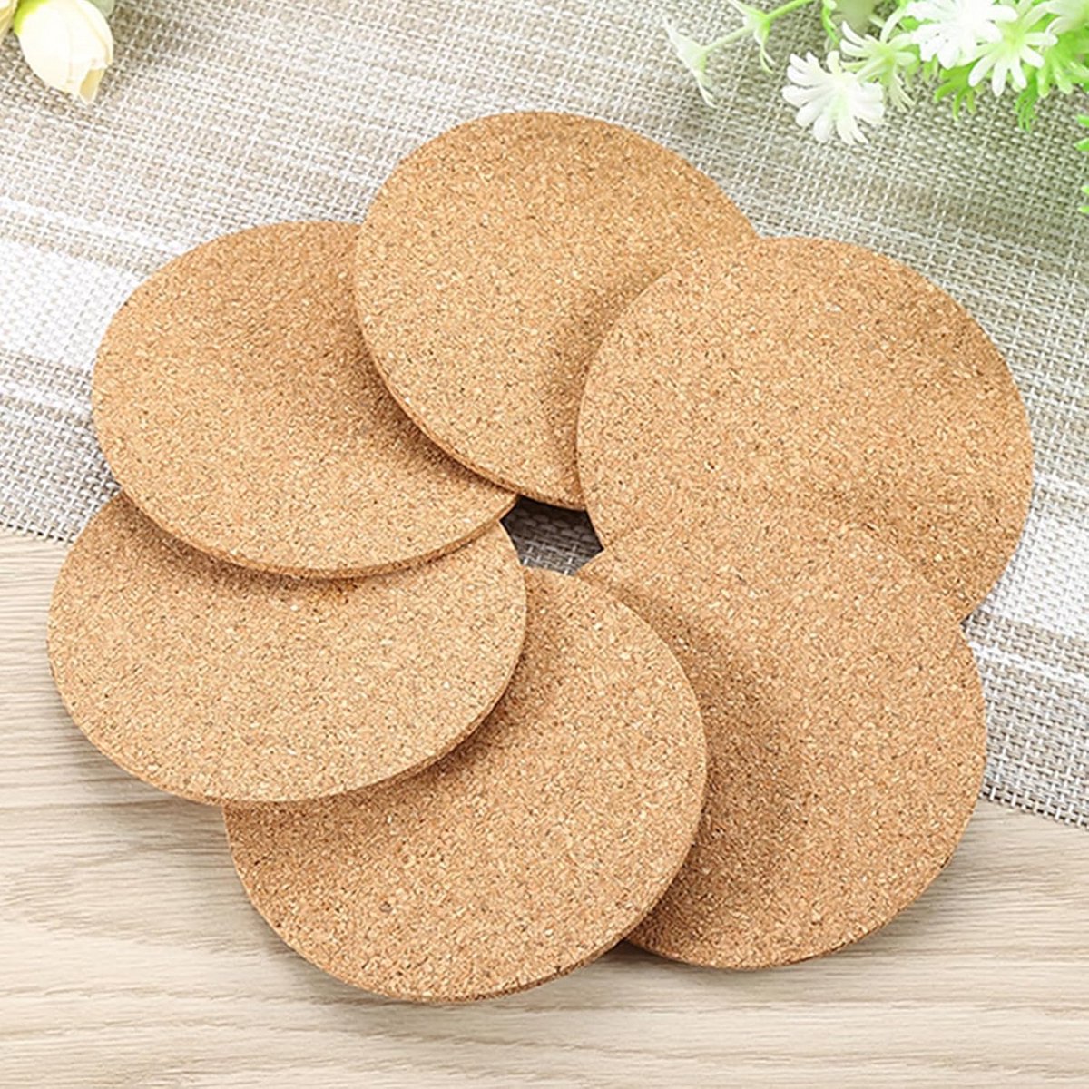 Set van 8 Kurken Onderzetters Rond 10 cm - Hittebestendig en Antislip