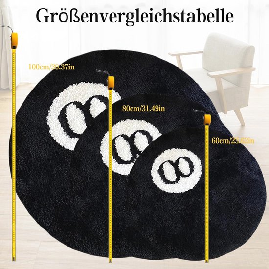 Zwart 39x39 inch biljarttapijt - Wasbaar en Pluizig voor Woonkamer en Slaapkamer — afbeelding 3