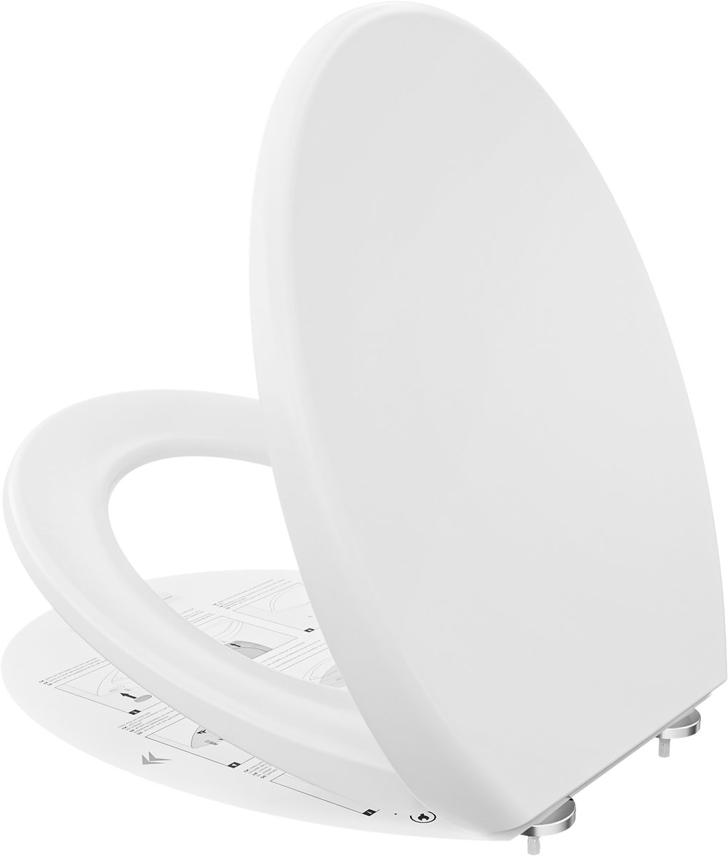 Anycee Max WC bril - Antibacterieel wit Duroplast - O-vorm - Soft Close Sluiting - Fix-Clip bevestiging in RVS - Inclusief Bevestigingsmateriaal - Toiletbril - Toiletzitting - Wit