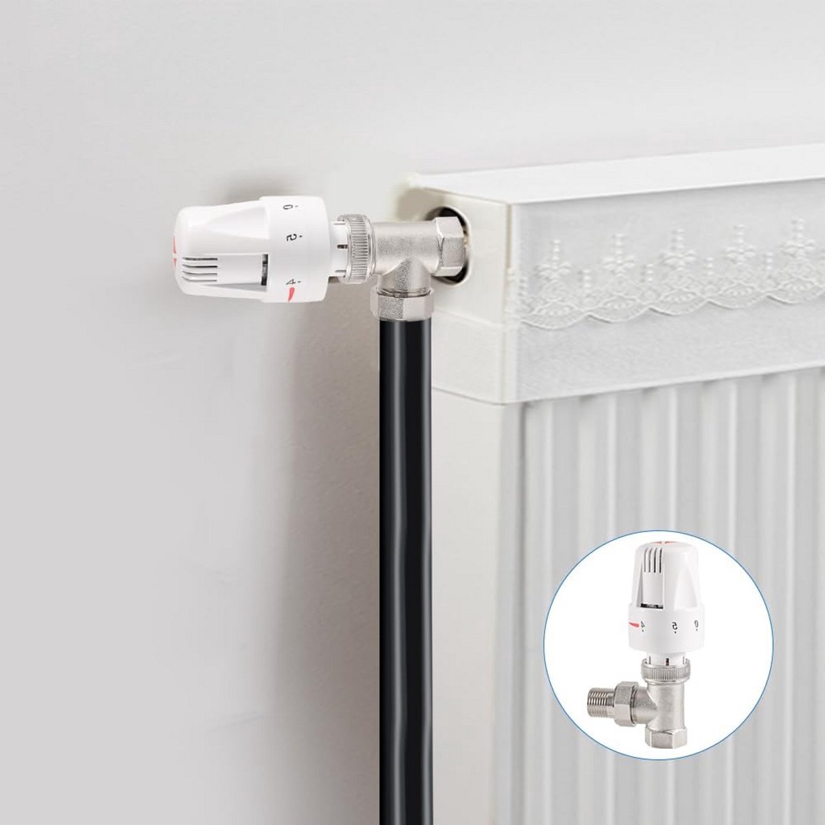 Thermostaatkraan 1/2 Inch DN15 voor Radiator - Temperatuurregeling met Vorstbeveiliging