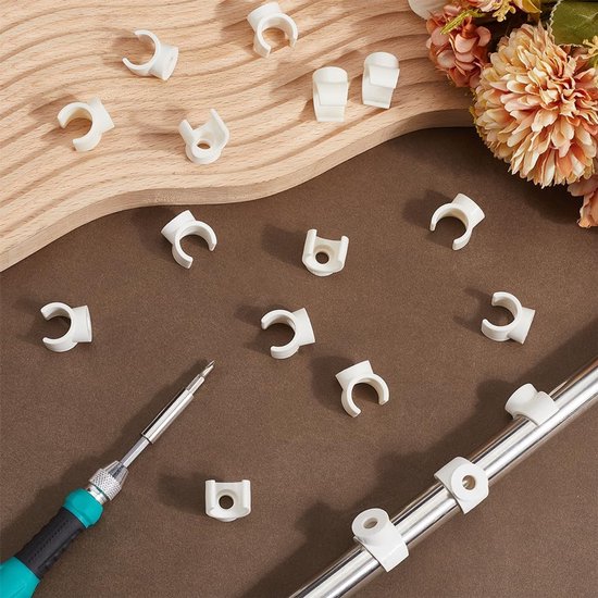 20pcs 10mm PEX Clips - Pipes Clamps Hangers - PVC Pipe Holder - White Plastic U-shaped Hook Water Pipes Support Fixing Tubing Clip Socket Clamps Voor Bevestiging van Pijpen van Merkloos — afbeelding 2
