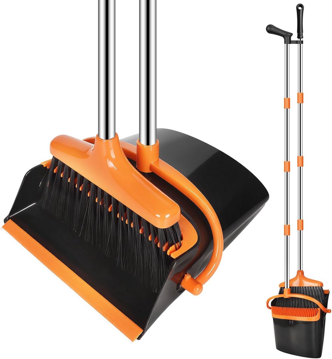 Lichtgewicht Bezem en Stofpan Set met Uitschuifbare Steel tot 123 cm