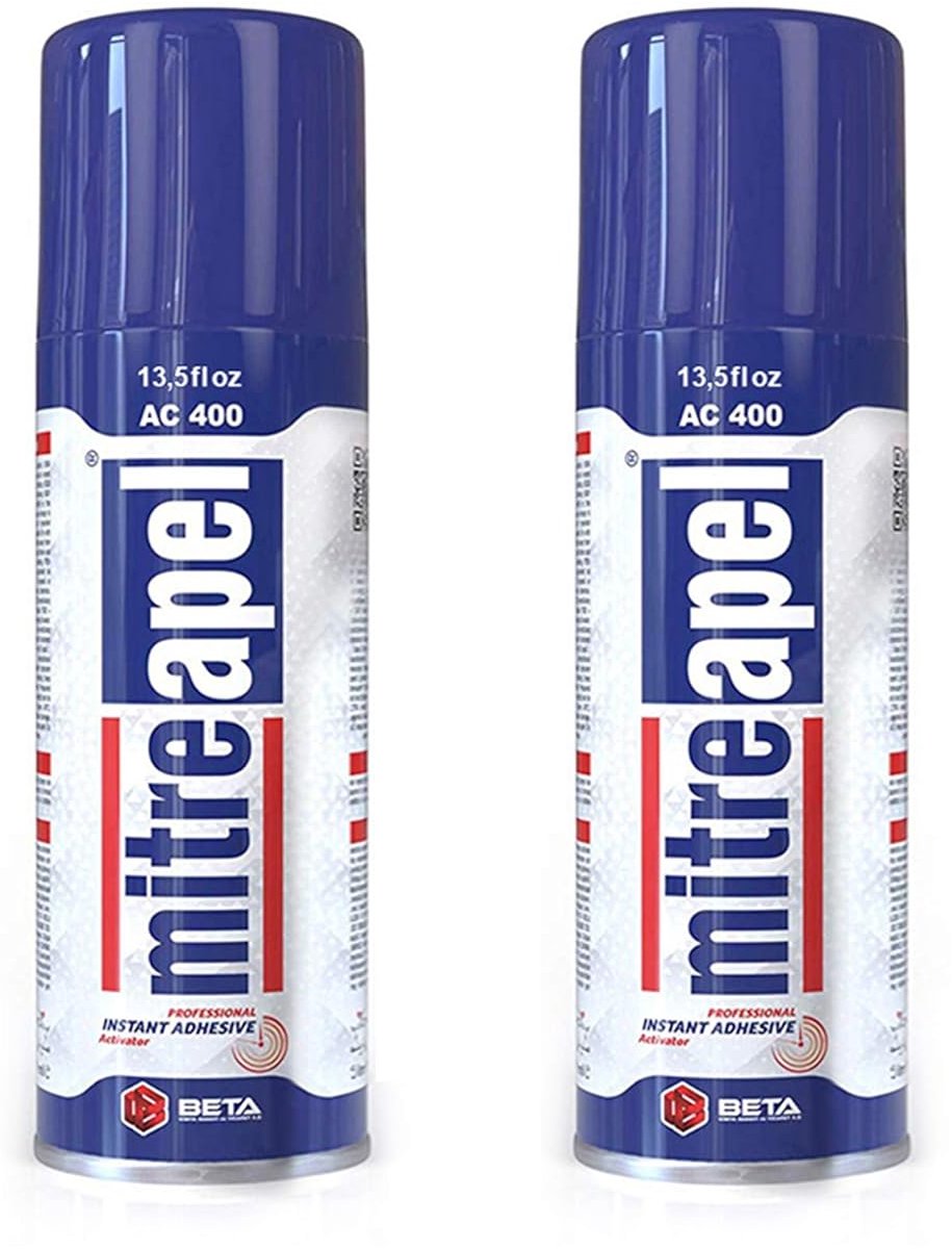 Mitreapel Spray Activator voor Secondelijm – Cyanoacrylaat Lijmversneller – 2 × 400 ml – Set van 2 – Snelle Uitharding – Betrouwbare & Directe Hechting