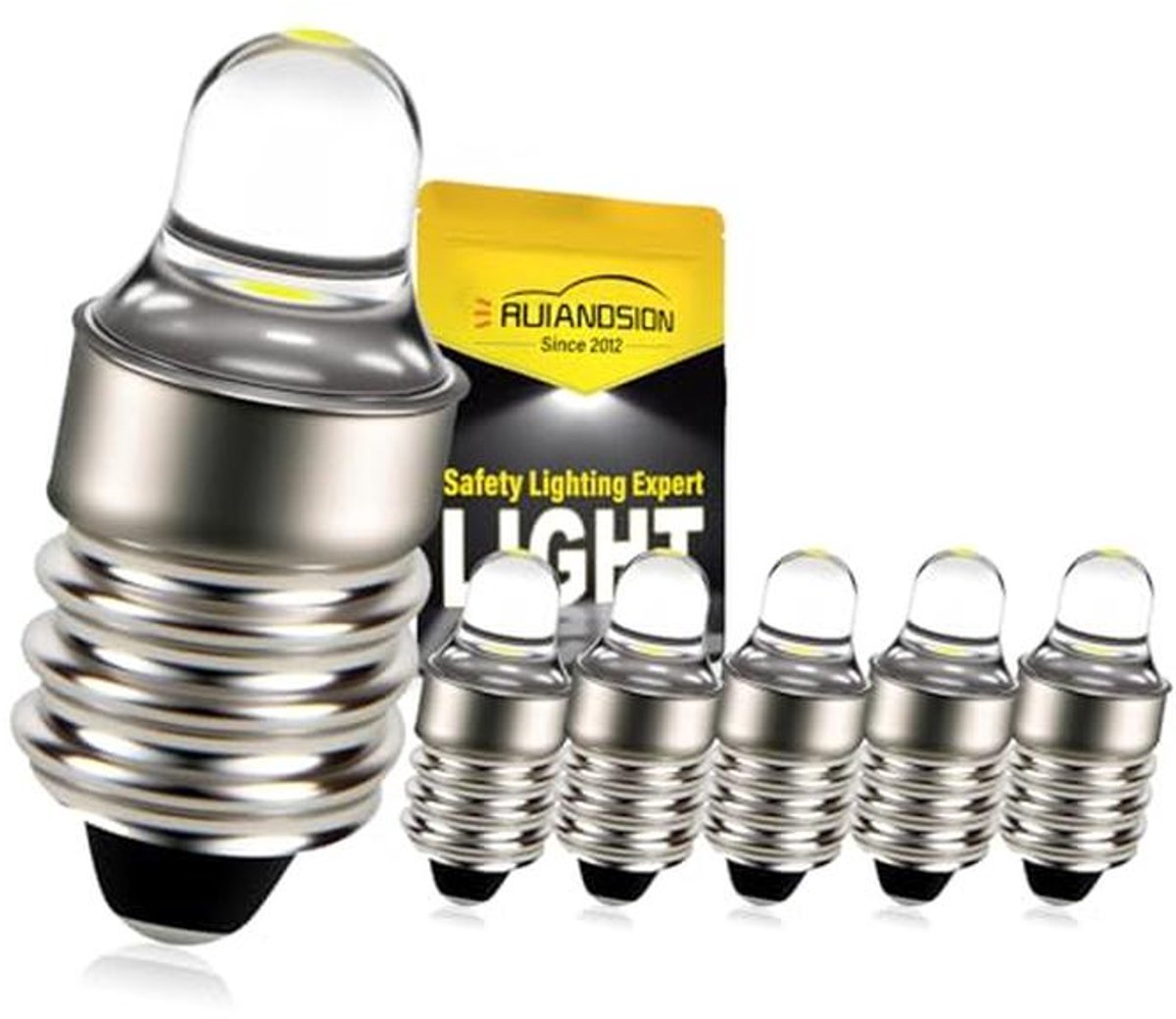 6 Stuks E10 LED Lamp 3V 6000K Wit voor Zaklamp en Koplamp
