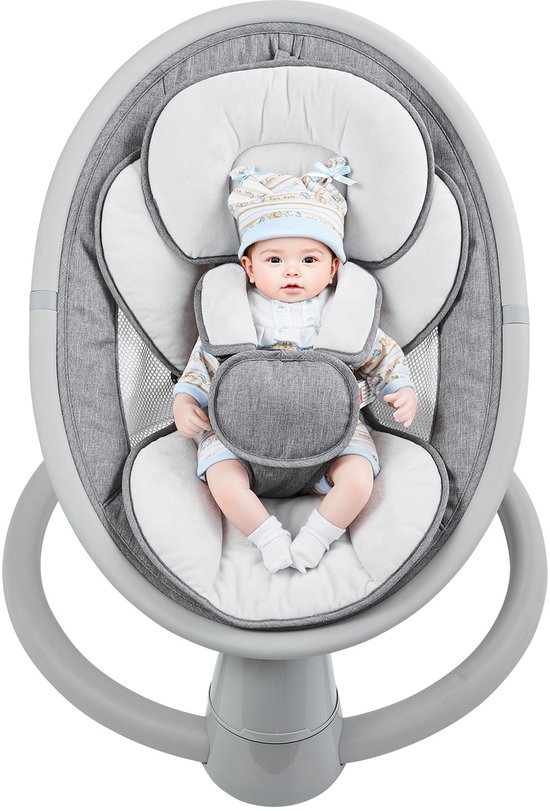 Draagbare babyschommel met 5 instelbare snelheden, afstandsbediening, touchscreen, Bluetooth-muziek, 10 slaapliedjes en 5-punts veiligheidsharnas voor baby's van 0-9 maanden tot 9 kg — afbeelding 5