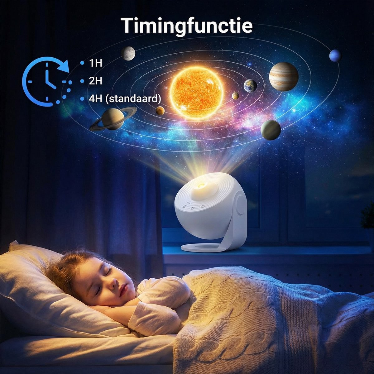 Sterrenhemelprojector, Melkwegplanetarium, Ruimtehemelprojector, 13 filmrollen, slaapbegeleidend nachtlampje, geschikt voor kinderen en volwassenen, gebruik in de slaapkamer, cadeau-idee - Wit