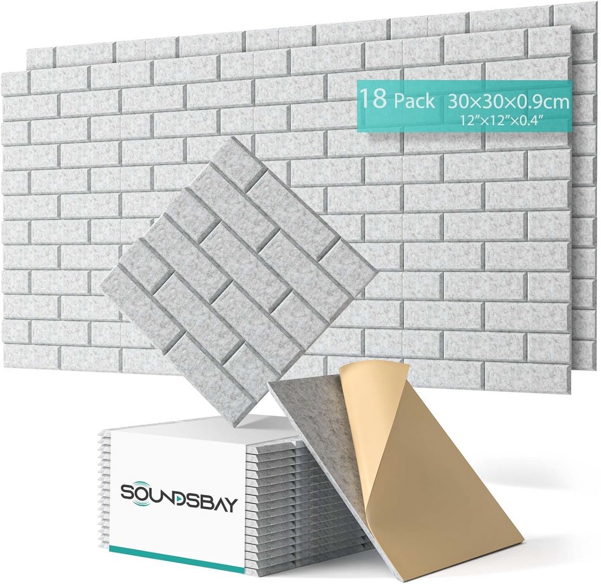 Zelfklevende Geluidsisolatiepanelen van Hoge Dichtheid - 30 x 30 x 1 cm (Beige) voor Geluidsbehandeling en Wanddecoratie