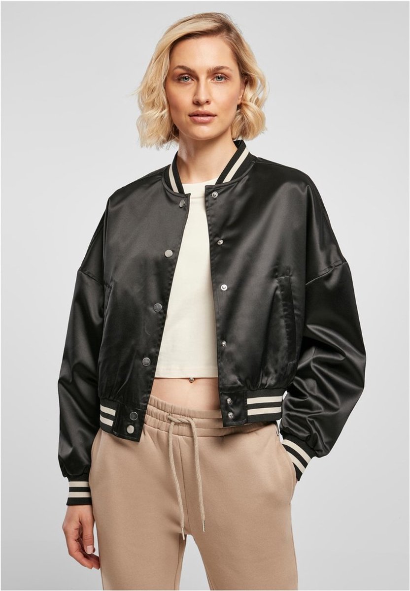 Urban Classics Satin Varsity jacket 5XL Zwart