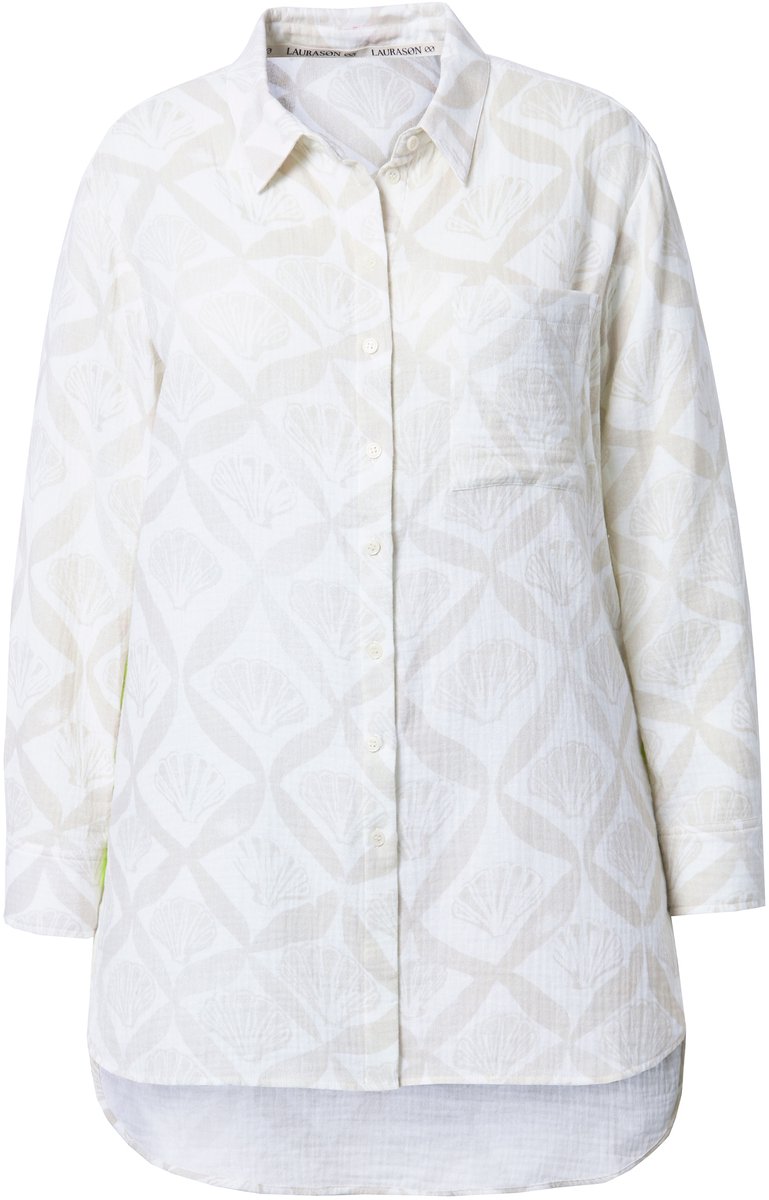 Laurasøn - Dames - Lange mousseline blouse lange mouw - Zacht graniet - Maat 40+