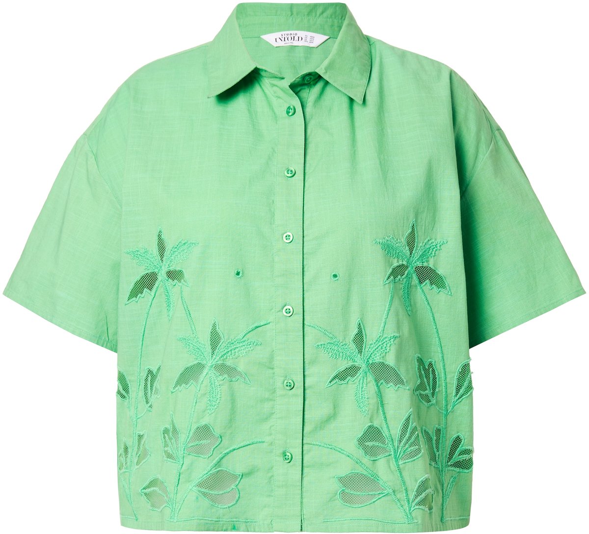 Studio Untold - Dames - Overhemdblouse boxy shape - Klavergroen - Maat 46+