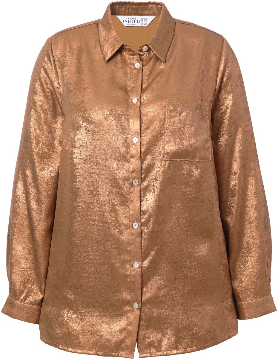Studio Untold - Dames - Overhemdblouse boxy model copper coating - Koper - Maat 58+
